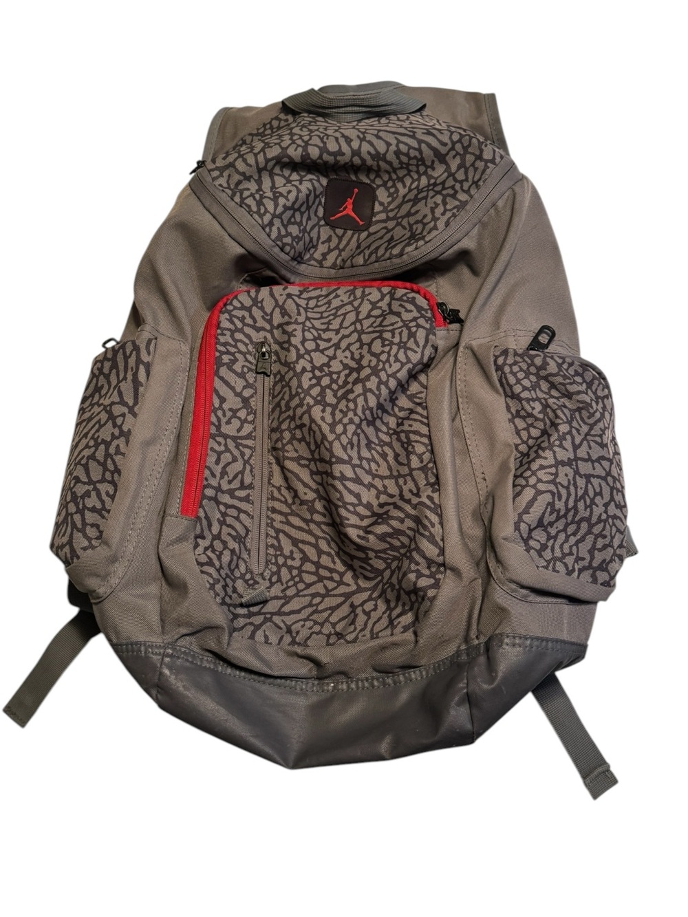 Air Jordan Men’s Gray and Red Allover Print Sneakerhead Backpack RARE